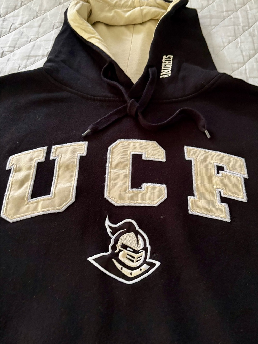 UCF Stadium Athletics / Black & Cream UCF Knights Hoodie w Embroidered Logo / L